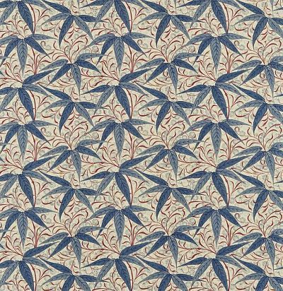 английская ткань с растительным орнаментом 222528 Bamboo Indigo Morris&Co