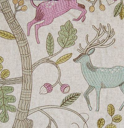 ткань с лесными животными шерсть Fergus Mulberry Voyage Decoration
