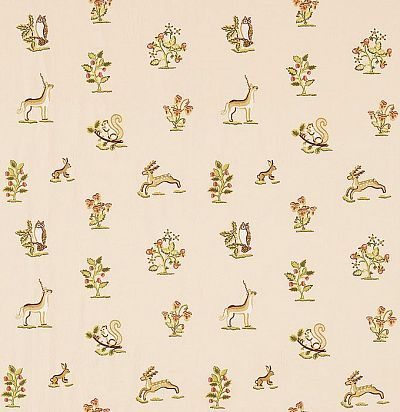 ткань из хлопка с вышивкой животные 233990 Sanderson