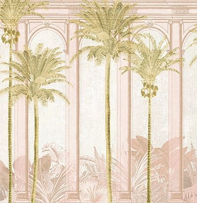 Панно крупные пальмы на розовом фоне DGHAV1033 Khroma