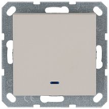Фото: Выключатель одноклавишный проходной со светодиодом 10A 250V~ с накладкой, цвет Тауп- Ампир Декор