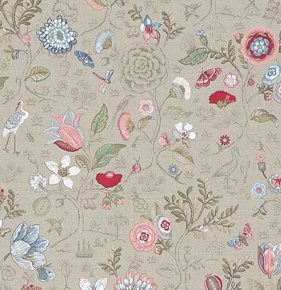 обои с цаплями и цветами 375001 