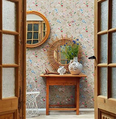 обои с цаплями и цветами 375001  - 1