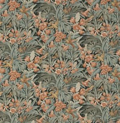 натуральная ткань BP10618/3 Trumpet Flowers Dark Aqua/Coral GP&JBaker