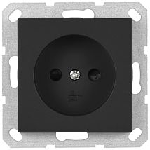 Фото: Розетка без заземления с защитными шторками 16A 250V~ 2P, цвет черный матовый (soft touch)- Ампир Декор