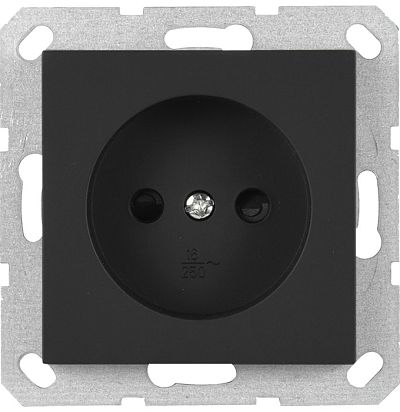 Розетка без заземления с защитными шторками 16A 250V~ 2P, цвет черный матовый (soft touch) Jasmart