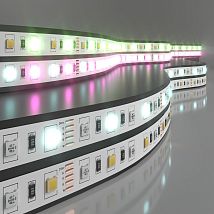 Фото: Светодиодная лента Лента светодиодная 24V 14,4W 60Led 5050+5050 IP20 MIX RGB/холодный белый, 5м- Ампир Декор