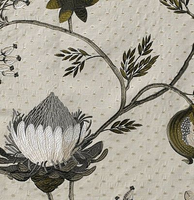 ткань из хлопка для портьер с цветочным дизайном 10475.20 Flore Nobilis