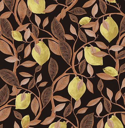 Обои современные нарисованные лимоны на ветках ILA102 Khroma