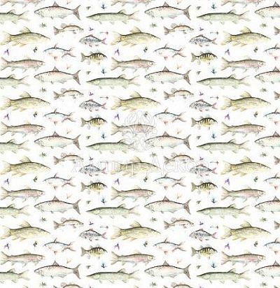 портьерная английская ткань River Fish Cream Voyage Decoration