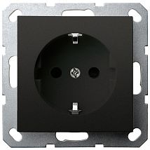 Фото: Розетка SCHUKO© с защитными шторками 16A 250V~ 2P+T, цвет черный матовый (soft touch)- Ампир Декор