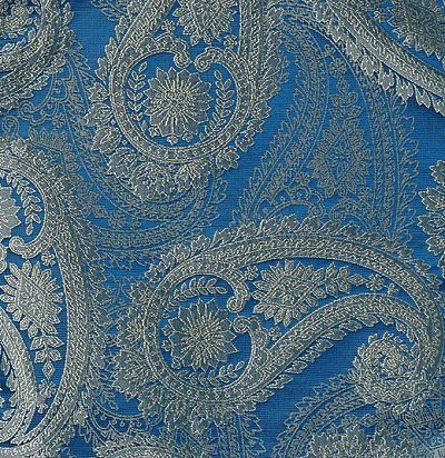 синяя жаккардовая ткань для портьер с пейсли 10526.65 Cachemire Nobilis