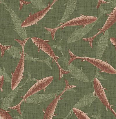 обои зеленые с рыбами IUM002 Khroma
