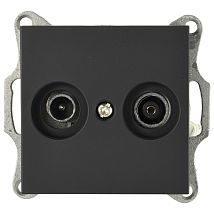 Фото: Розетка TV+FM Φ9.5mm оконечная с накладкой, цвет черный матовый (soft touch)- Ампир Декор