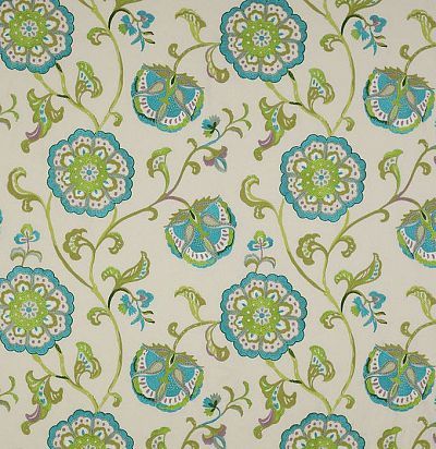 Натуральная портьерная ткань с вышитыми цветами 04819/03 