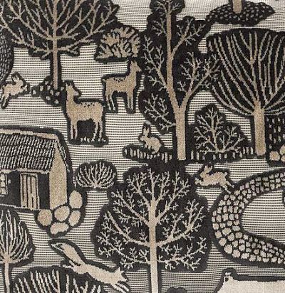 ткань бархатная с лесными животными Glendale Charcoal Voyage Decoration