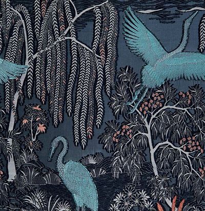 Ткань дизайнерская журавли на озере 10881-568 Zimmer+Rohde