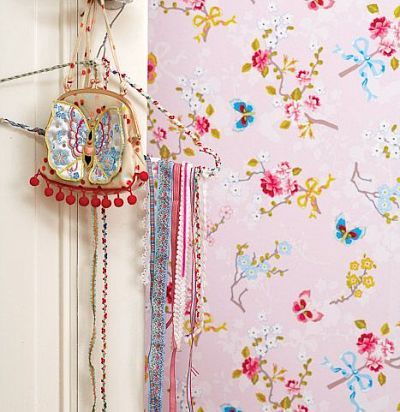 обои розовые с цветами 375072  - 1