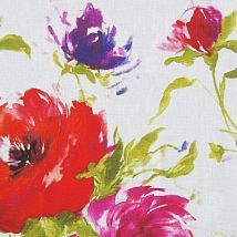 Фото: Льняная ткань с ярким цветочным принтом Mazurka Ecru- Ампир Декор
