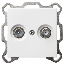 Фото: Розетка TV+FM Φ9.5mm оконечная с накладкой, цвет белый глянцевый- Ампир Декор