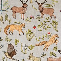Фото: ткань с вышитыми животными Bramblewood Linen- Ампир Декор