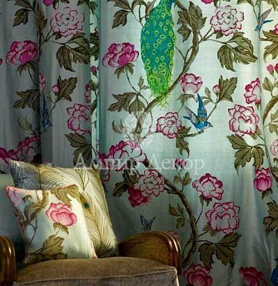 английская ткань для портьер Arabesque Duck Egg  - 1