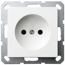 Фото: Розетка без заземления с защитными шторками 16A 250V~ 2P, цвет белый глянцевый- Ампир Декор