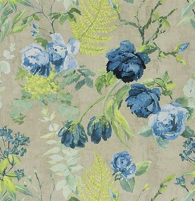 обои с цветами на бежевом фоне PDG678/04 