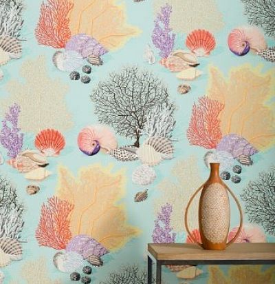 Обои с узором 3086/03 Byron Bay Turquoise обои (0,69м х 10м)  - 1