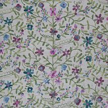 Фото: Портьерная шелковая ткань с вышивкой Sabina Delphinium Stone- Ампир Декор