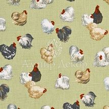 Фото: ткань с курицами и петухами PP50330/3- Ампир Декор
