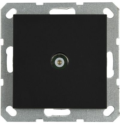 Розетка TV Φ9.5mm оконечная с накладкой, цвет черный матовый (soft touch) Jasmart