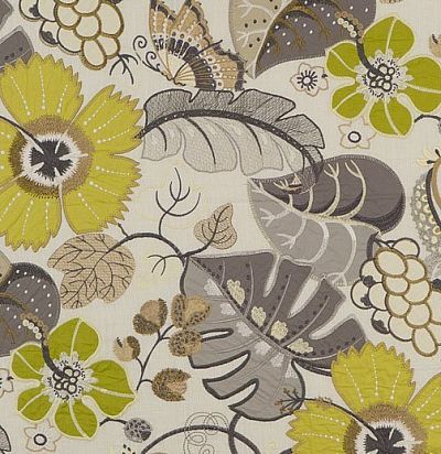 ткань из льна с вышивкой цветы BF10565/4 GP&JBaker