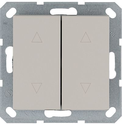 Выключатель двухклавишный для штор 10A 250V~ с накладкой, цвет Тауп Jasmart