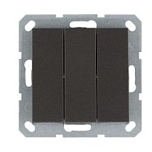 Фото: Выключатель трехклавишный 10A 250V~ с накладкой, цвет Мокко- Ампир Декор