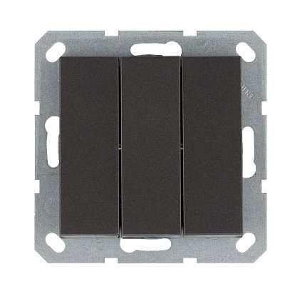 Выключатель трехклавишный 10A 250V~ с накладкой, цвет Мокко Jasmart
