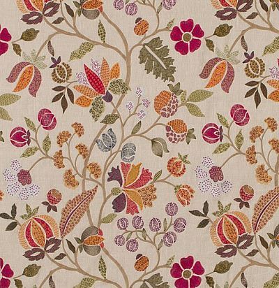 льняная ткань с вышитыми цветами FD718Y107 Mulberry