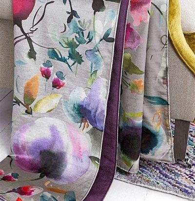 Портьерная ткань с акварельными цветами Ambra Lotus Voyage Decoration - 1