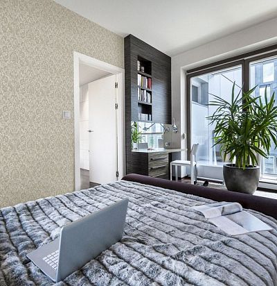 обои с дамаском в тон 10086  - 1