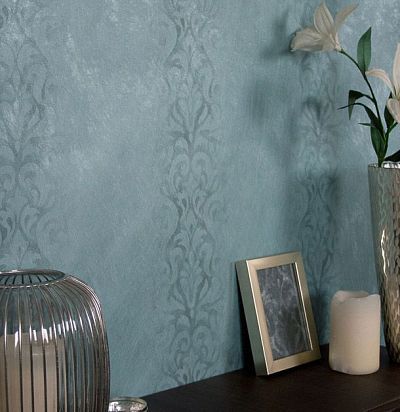 обои голубые с полосой 10113  - 1