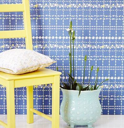 обои синие с цветами 359031  - 1