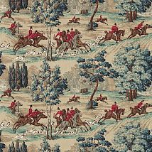 Фото: ткань из льна с изображением охоты 224339- Ампир Декор