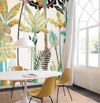 Панно крупные пальмы голубого цвета DGHAV2012 Khroma - 1