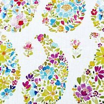 Фото: Портьерная ткань с яркими пейсли Rafiya Ecru- Ампир Декор