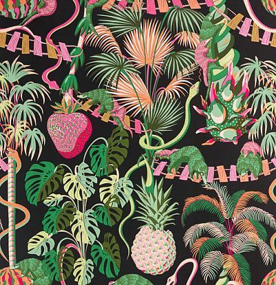 Крупнорапортные растительные обои ящерицами 312981 Zoffany