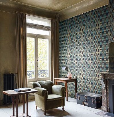 Яркие геометричные сочетания - робм в ромбе, имитация состаренного полотна. Khroma - 1