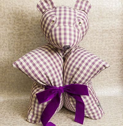 Подушка-медведь из хлопка в клетку Sanderson violet check Sanderson - 1