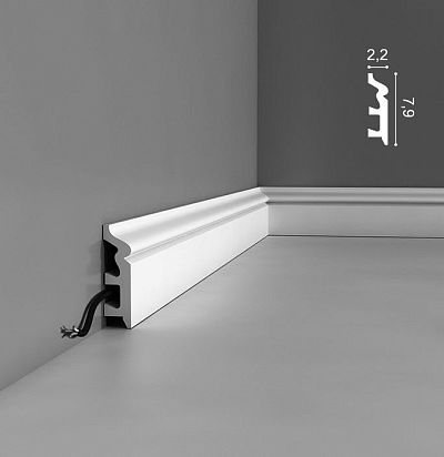 Плинтус из дюрополимера с кабель-каналом SX122 ORAC DECOR