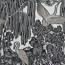 Фото: Ткань дизайнерская журавли на озере 10881-996- Ампир Декор