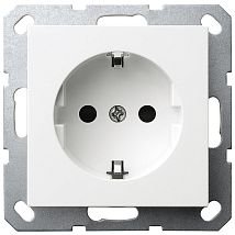 Фото: Розетка SCHUKO© с защитными шторками 16A 250V~ 2P+T, цвет белый глянцевый- Ампир Декор